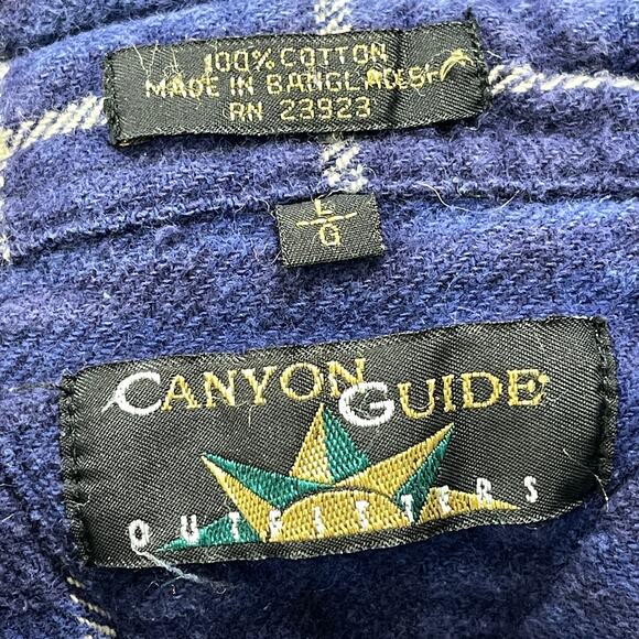Canyon Guide Flannel Shirt Mens Size L Large Purple Plaid 100% Cotton Shacket - Picture 2 of 5